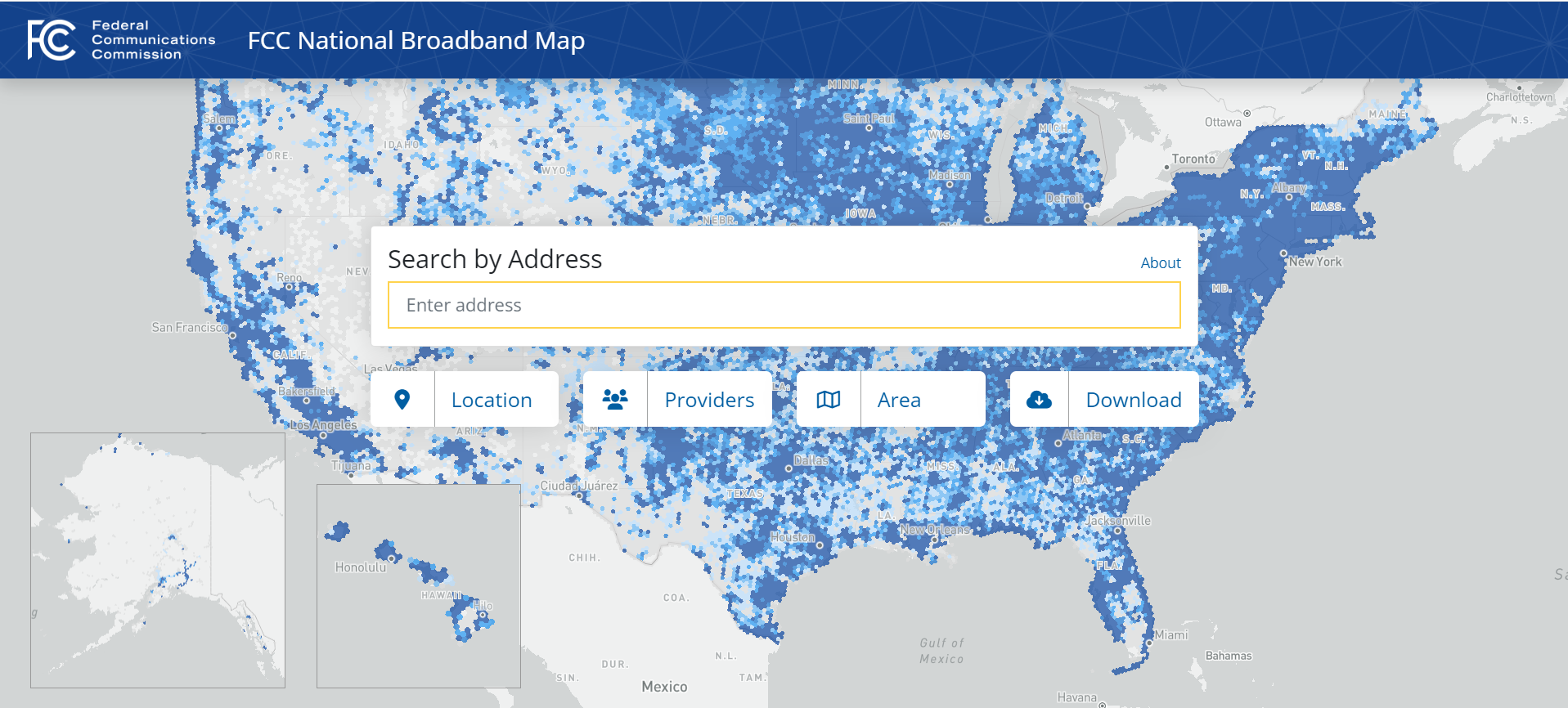 Screenshot FCC Broadband Map